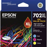Epson 702XL C/M/Y Colour High Yield Ink Cartridge Value Pack